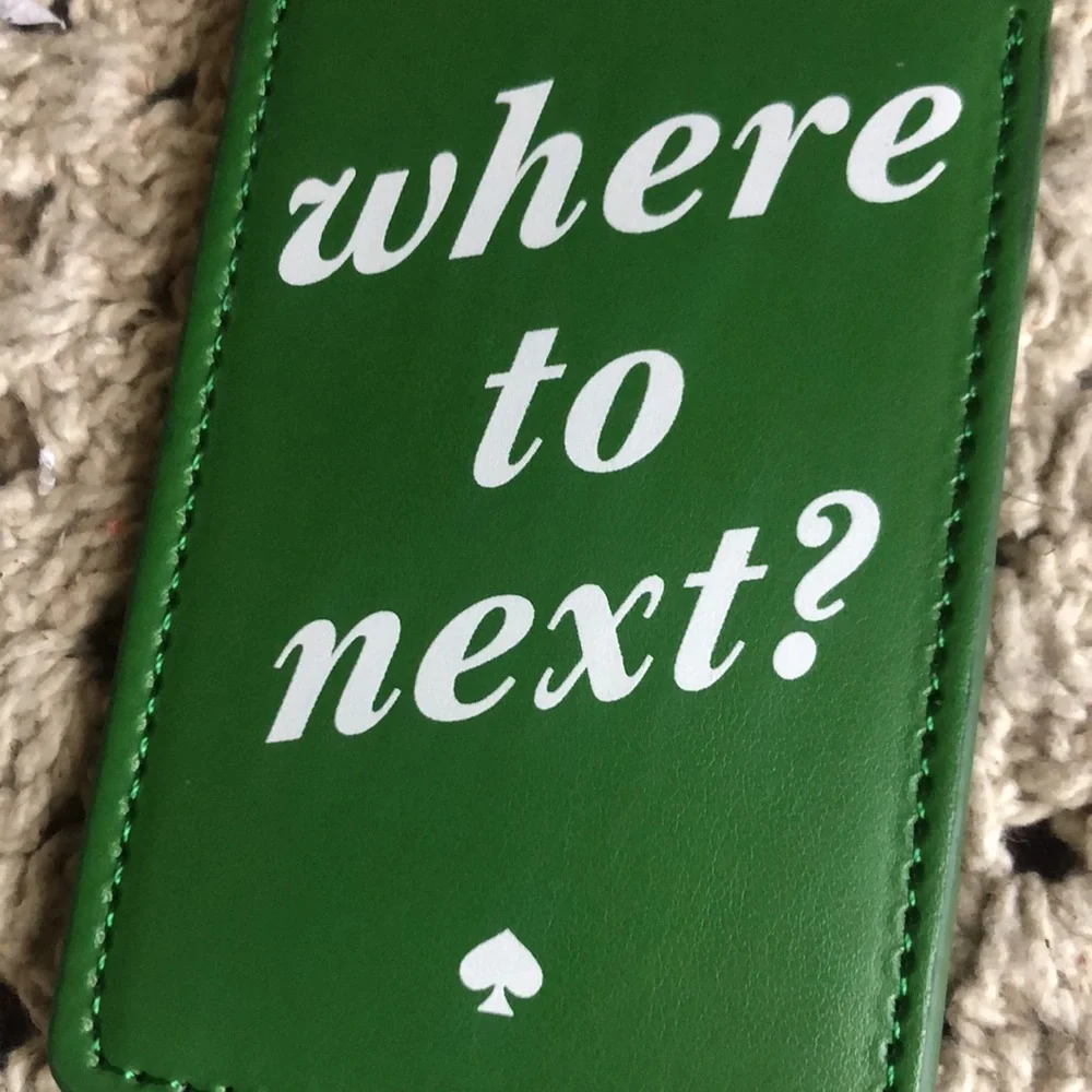Kate Spade Green Luggage Tag with Gold Buckle - Where to next?
